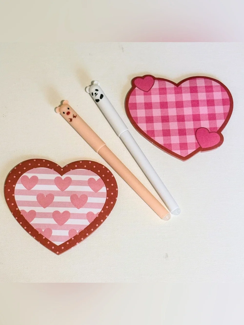 Cute Bear & Piggy Pen w/Sticky Notepads Set - nwot
